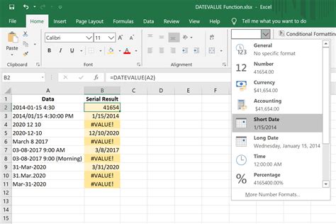 Excel Datevalue Function