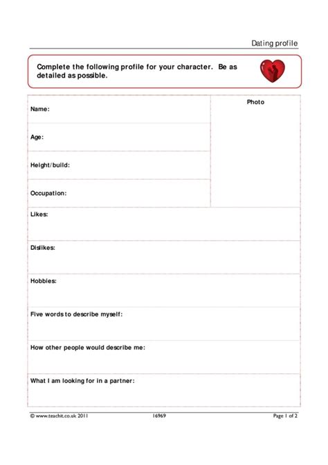 Dating Profile Template For School