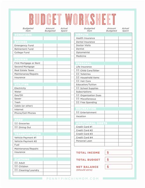 dave ramsey monthly budget printable