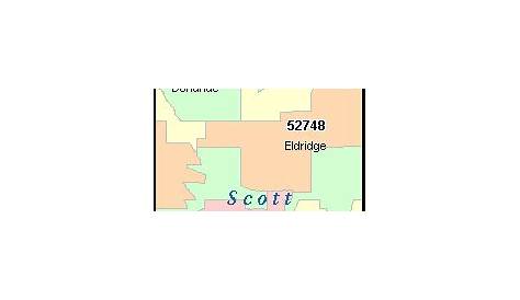 Davenport Iowa Zip Code Wall Map (Red Line Style) By