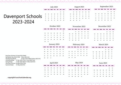 Davenport Schools Calendar 24-25
