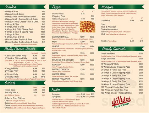 davido's pizza menu