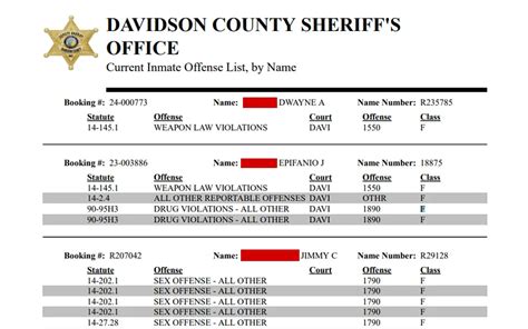 davidson county nc arrests