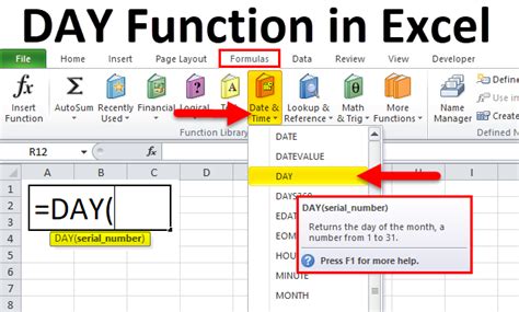 day and date function in excel