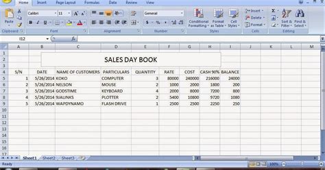 day book in excel free download