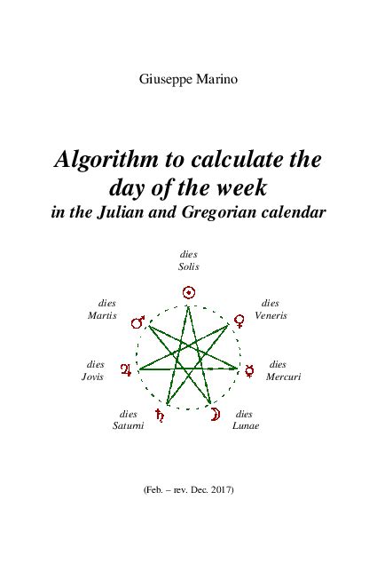 day of the week algorithm