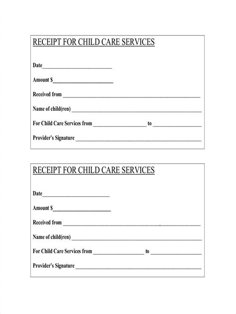 DAYCARE RECEIPT/ Printable Payment Receipt for Child Care Etsy