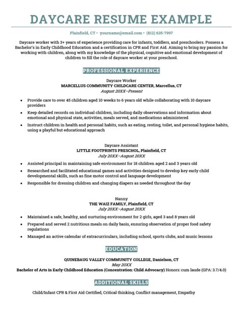 Daycare Assistant Resume Samples QwikResume