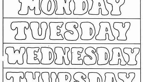 Days Of The Week Coloring