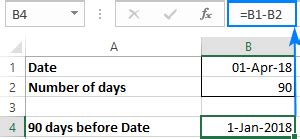 days before date excel