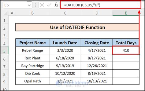 days formula in excel including end date