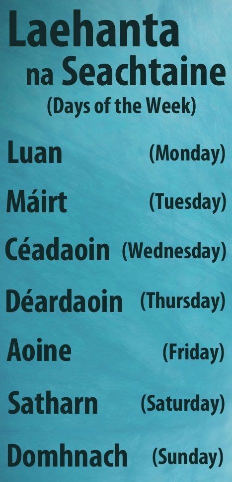 days of the week in irish language
