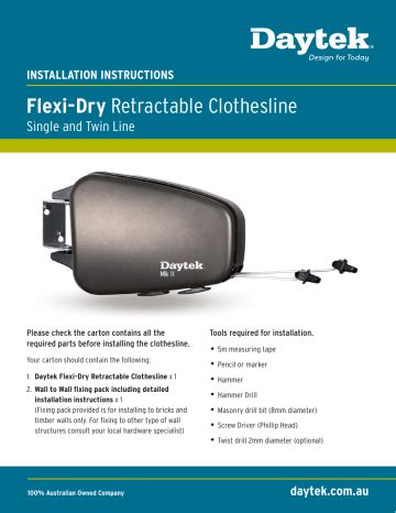 Daytek Retractable Clothesline Instructions