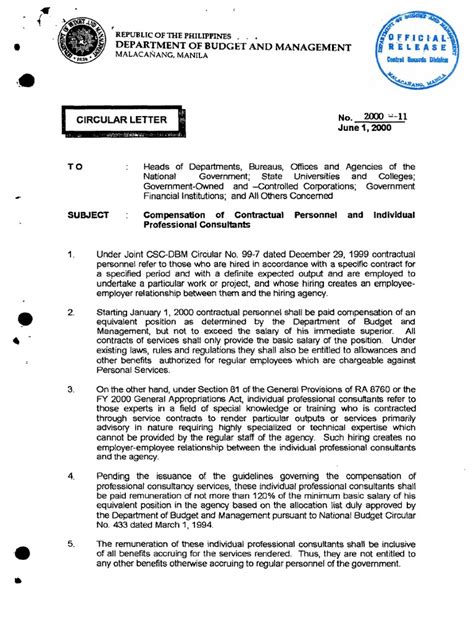dbm circular letter no. 2000-12