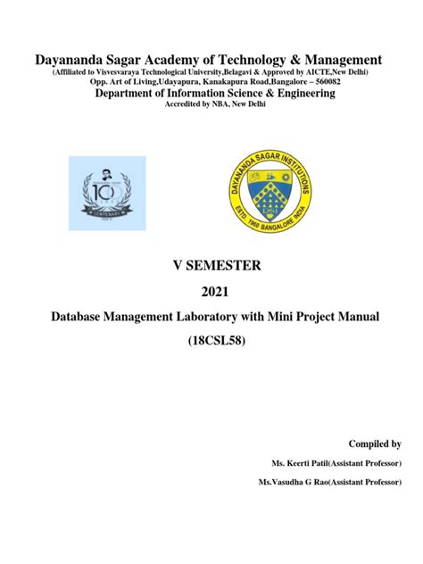 Dbms Lab Manual 2021 Pdf