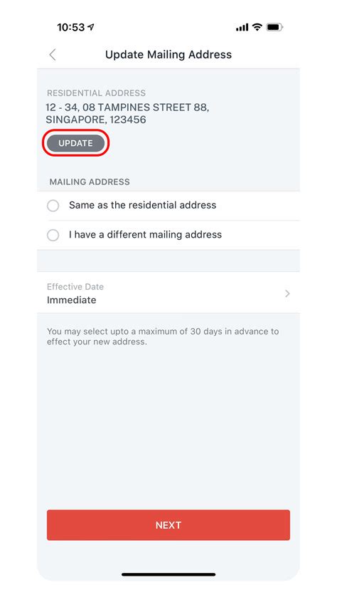 dbs change mailing address