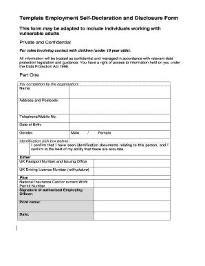 dbs self declaration form template