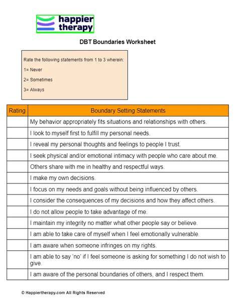 Dbt Boundaries Worksheet