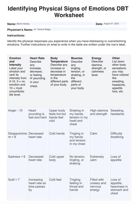 Dbt Identifying Emotions Worksheet