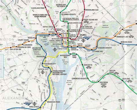 dc metro map over road map