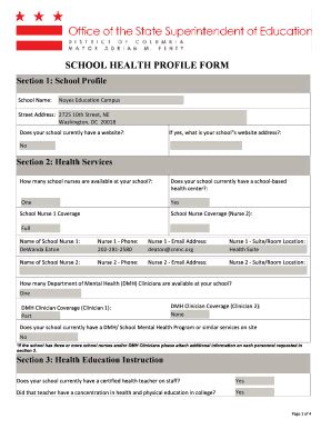 dc school health forms