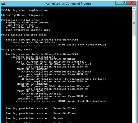 dcdiag test replication command