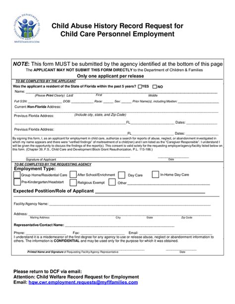 dcf child care forms and applications