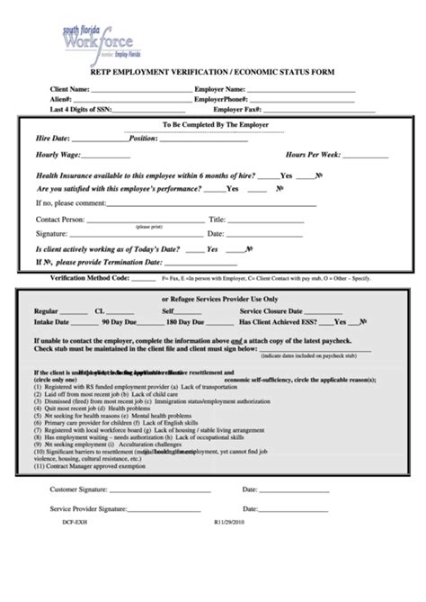 dcf employment history check form