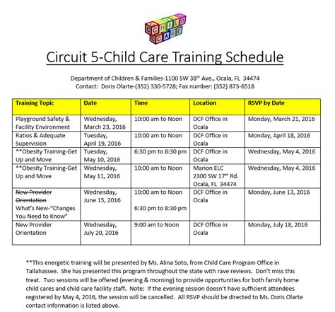 dcf training classes child care