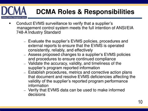 dcma roles and responsibilities