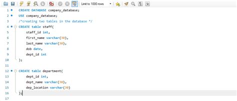 ddl commands in mysql workbench