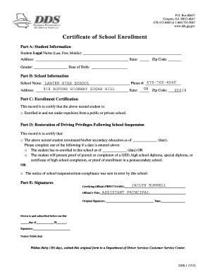 dds school enrollment form