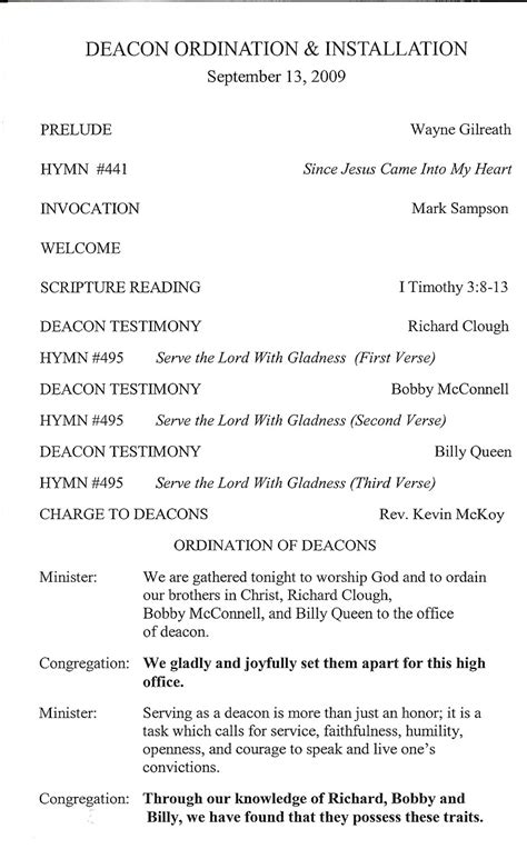 deacon ordination service program template