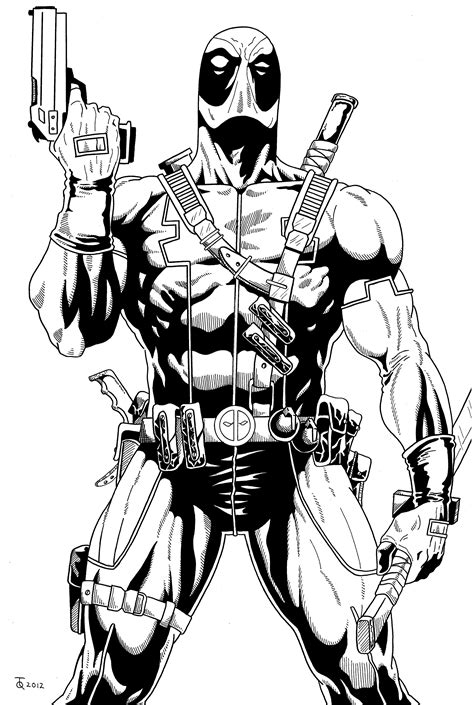 deadpool drawing black and white
