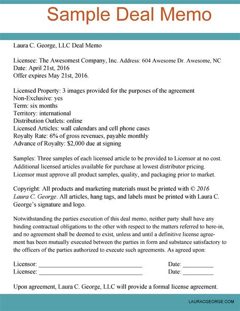 Deal Memo download free documents for PDF, Word and Excel