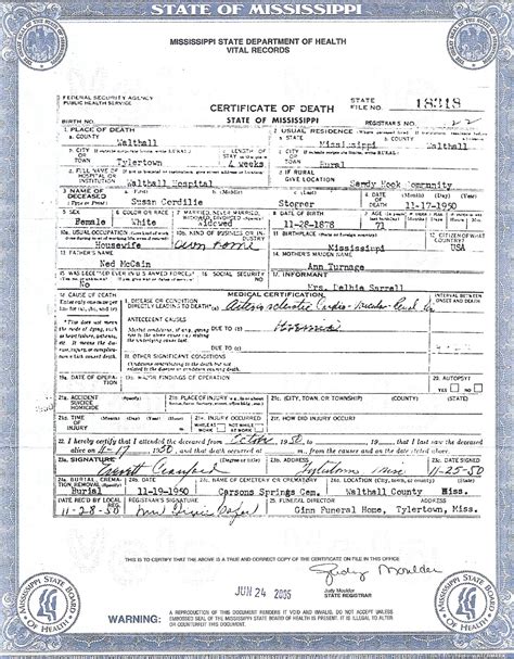 death certificate in mississippi