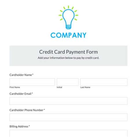 debit card payment form template