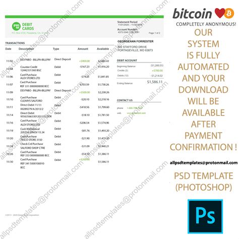 debit card statement example