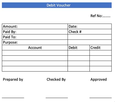 debit voucher format in excel free download