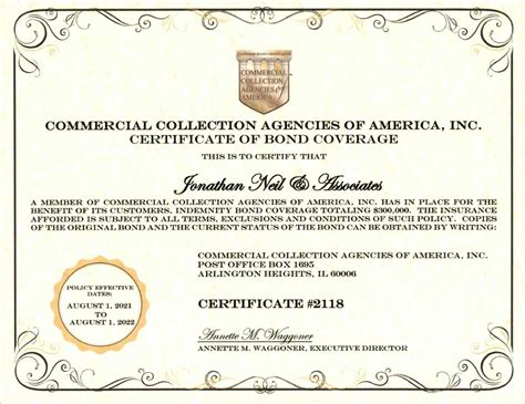 debt collection certificate