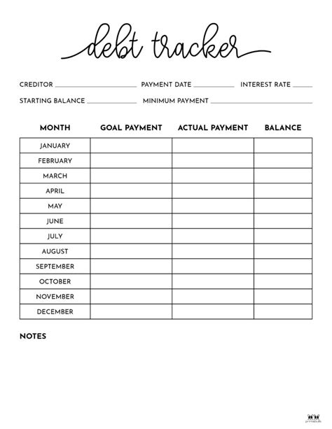 Debt Tracker Printable Free