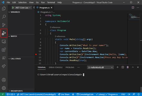 debug .net core api in vs code
