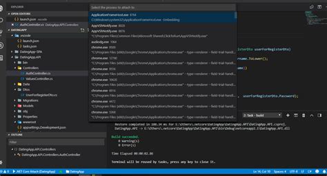 debug .net core web api in vs code