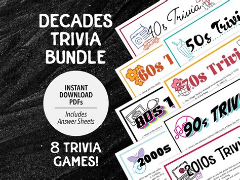 Decades Trivia Printable