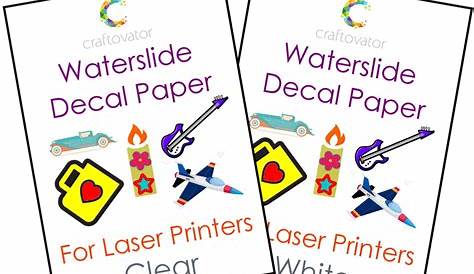 Set of 10 Clear waterslide decal paper sheets for laser printer, clear