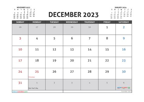 december 2023 calendar printable for excel