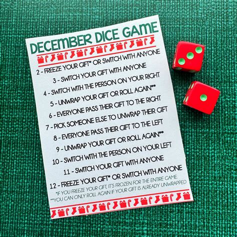 December Dice Game Printable Pdf