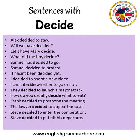 decide example sentence