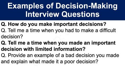 decision making interview questions