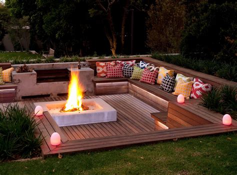 Wood Deck With Fire Pit Using A Fire Pit On Your Deck Or Patio